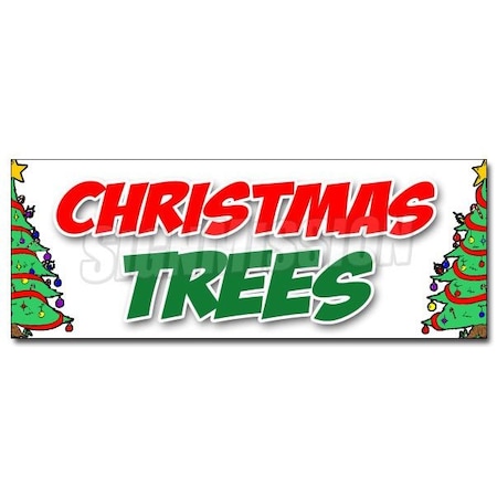 Signmission CHRISTMAS TREES DECAL sticker poinsettia xmas stand wreath ornament supply D-48 Christmas Trees